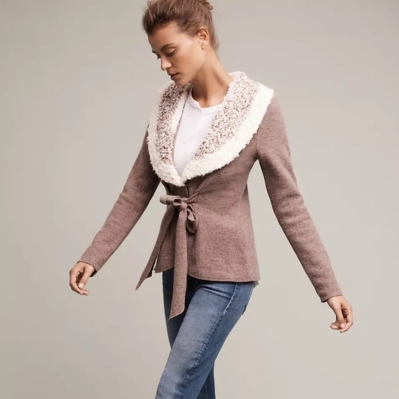 Anthropologie Rosie Neira Bourgogne Wool Blend Jacket, Size Large - Picture 11 of 15